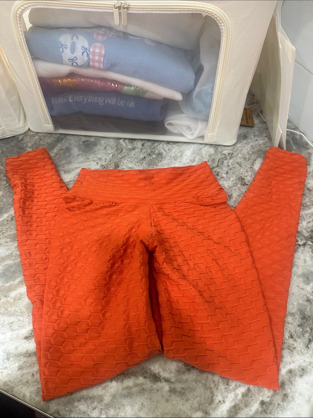 Brazil women’s booty scrunch Textured Leggings in Bright Orange M